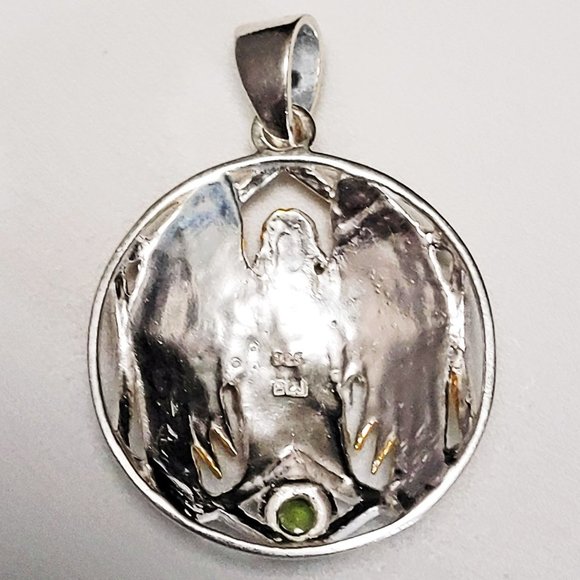 🌠METATRON ARCHANGEL Sterling Silver 925 GOLD Plated -2 PERIDOTs PENDANT JEWELRY - Picture 2 of 9